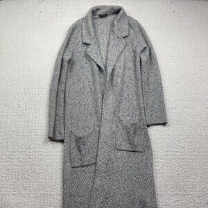Dynamite Gray Open Front Knit Cardigan Sweater Coat Sz S Longline Duster Modern